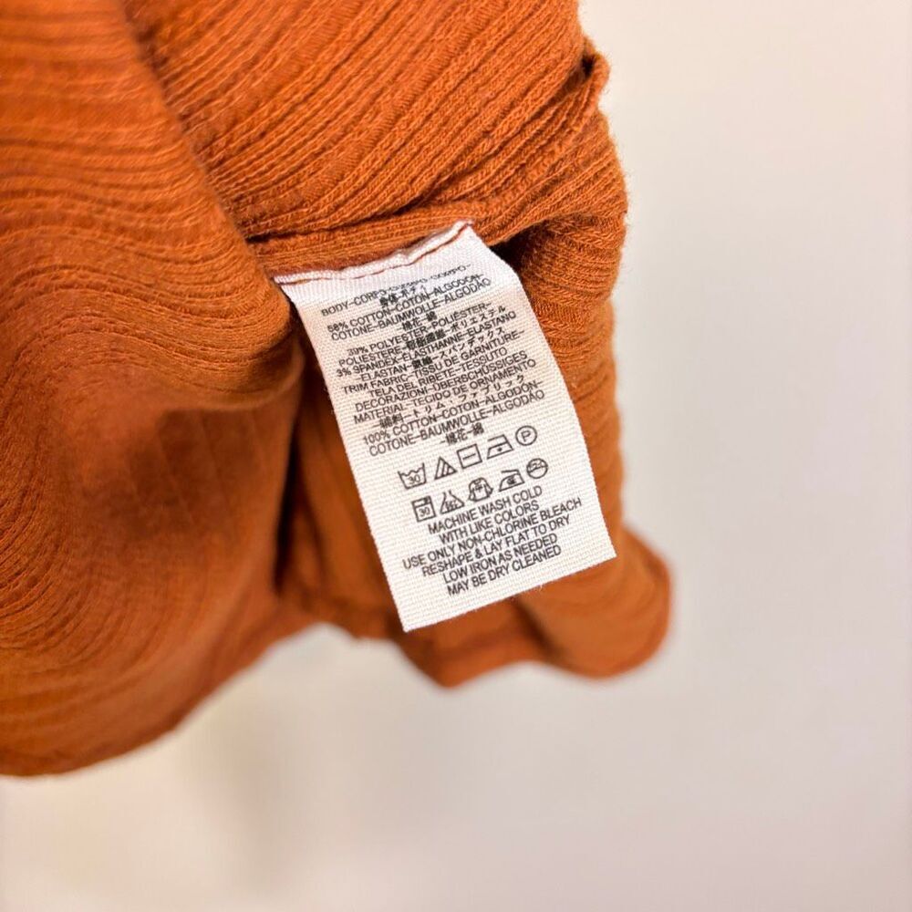 Free People Orange Ribbed Lace Up Fitted Tank Top XS - Picture 7 of 7